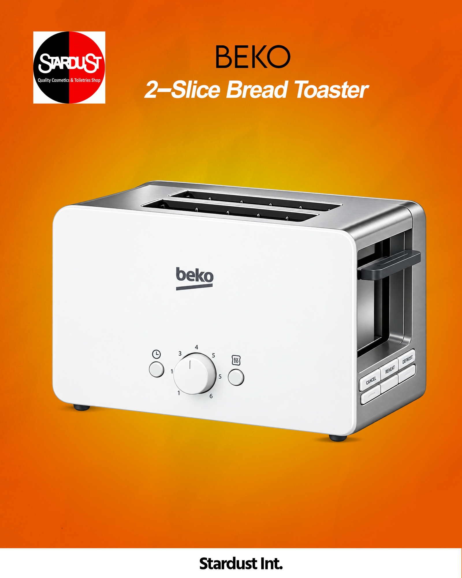 Beko TAM6202W Sense 2-Slice Toaster